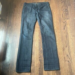 Vintage 7 for all mankind dark blue denim low rise straight leg jeans, size 28